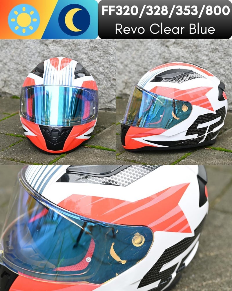 Logto Compatible with LS2 FF353/320/328/800 Helmets Visor Tint Replacement Motorcycle Helmet Face Shield (Revo Clear Blue) - Image 5